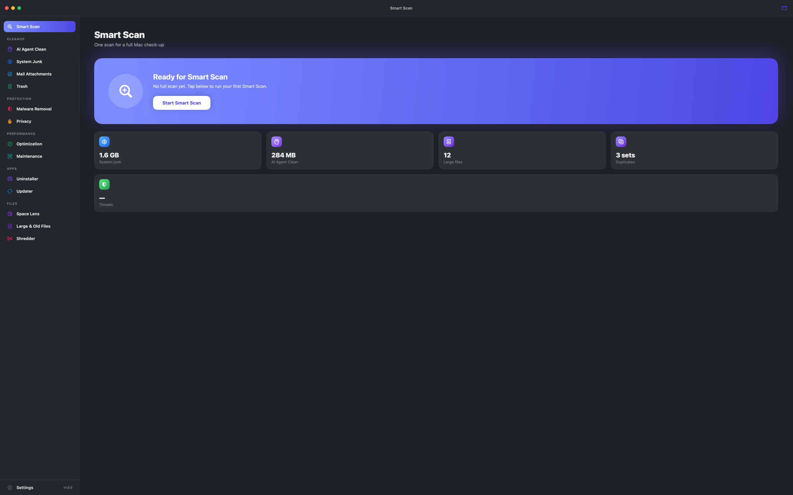 AI Agent Clean Smart Scan — review items before deleting on Mac