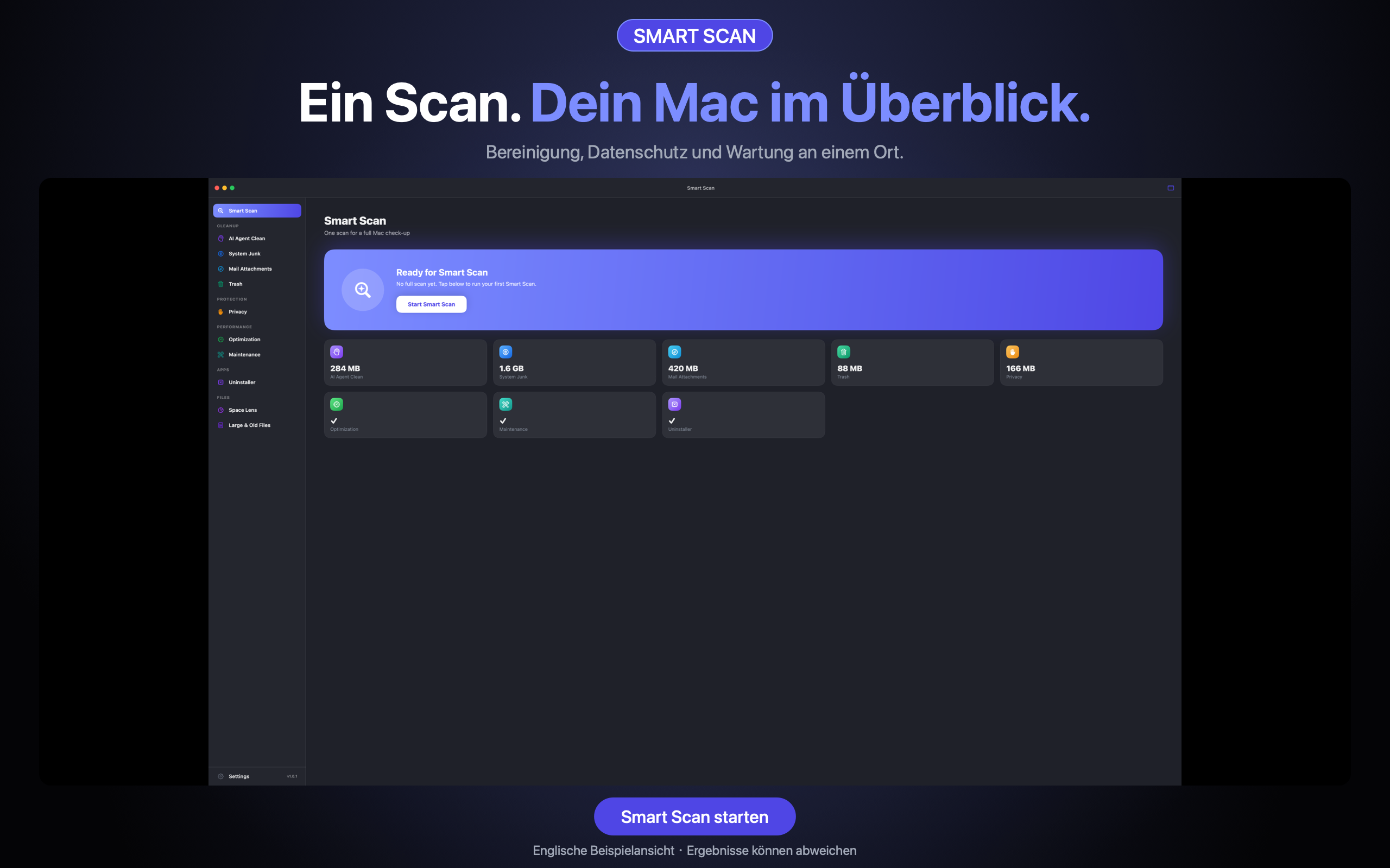 AI Agent Clean — Mit einem lokalen Scan starten.