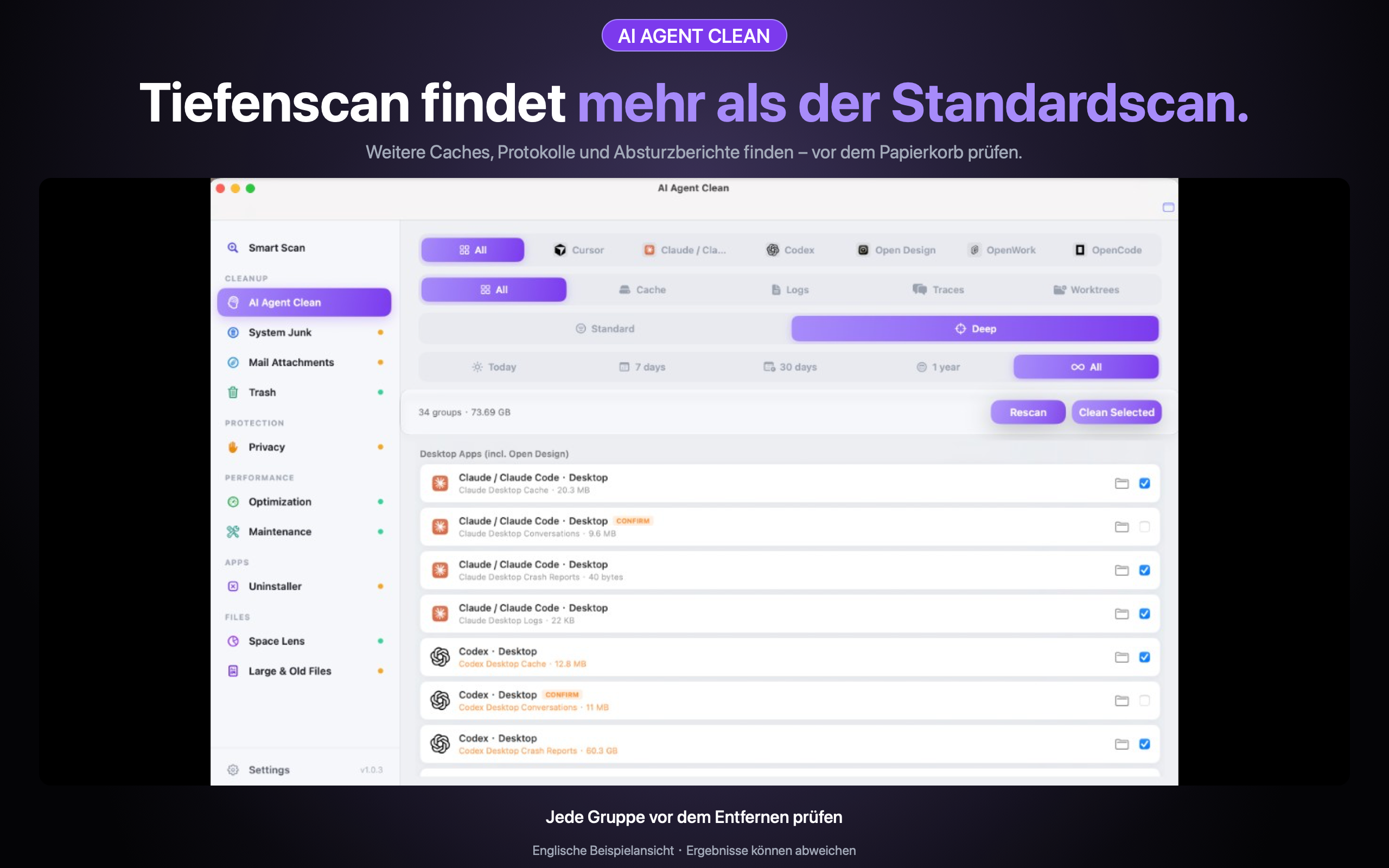 AI Agent Clean — Jeden KI-Cache vor dem Entfernen sehen.